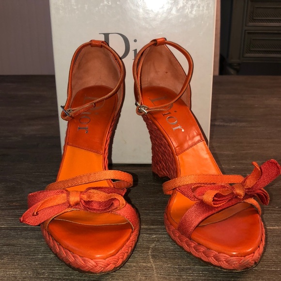 christian dior orange sandals